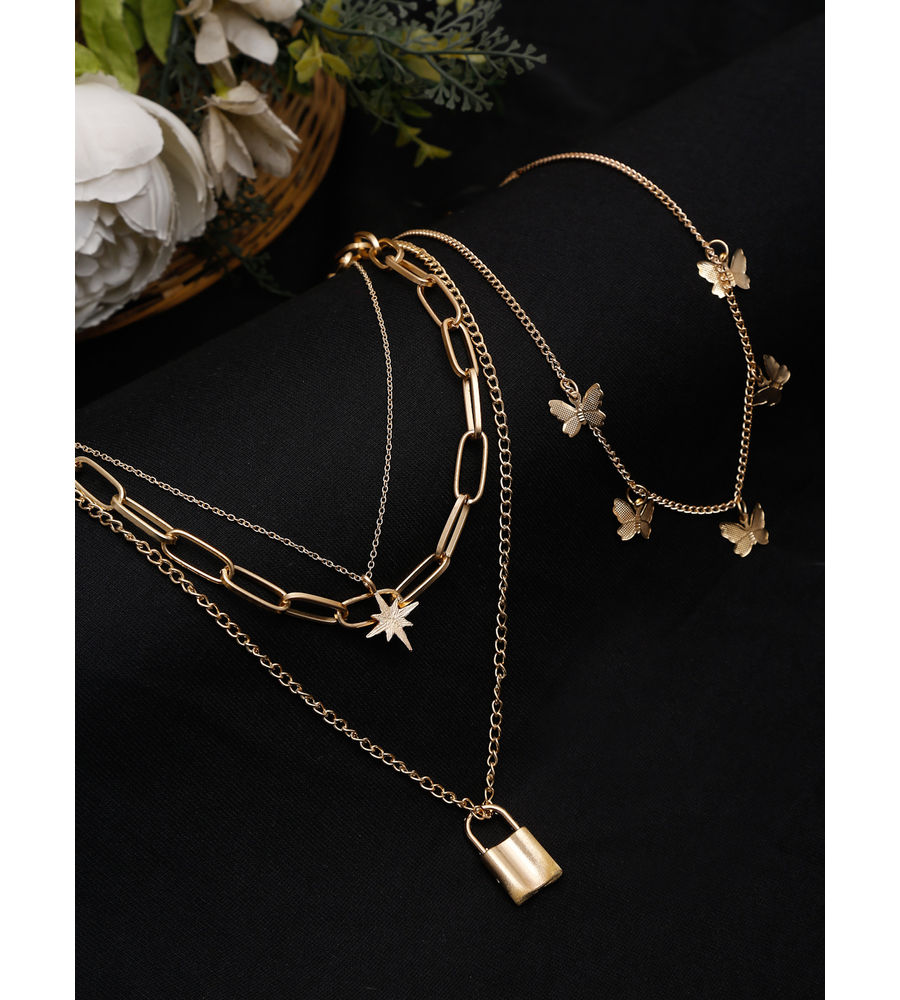 YouBella Set of 2 Gold-Toned Gold-Plated Necklaces